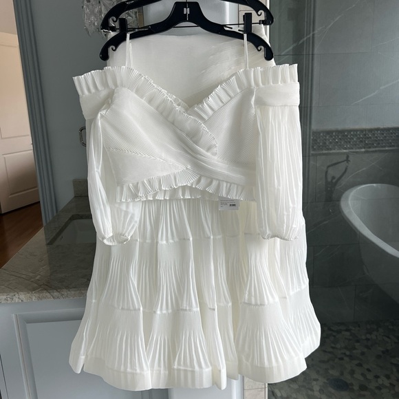 Zimmermann Postcard Pleated Fan top & Midi Skirt Set: Ivory - Picture 1 of 13